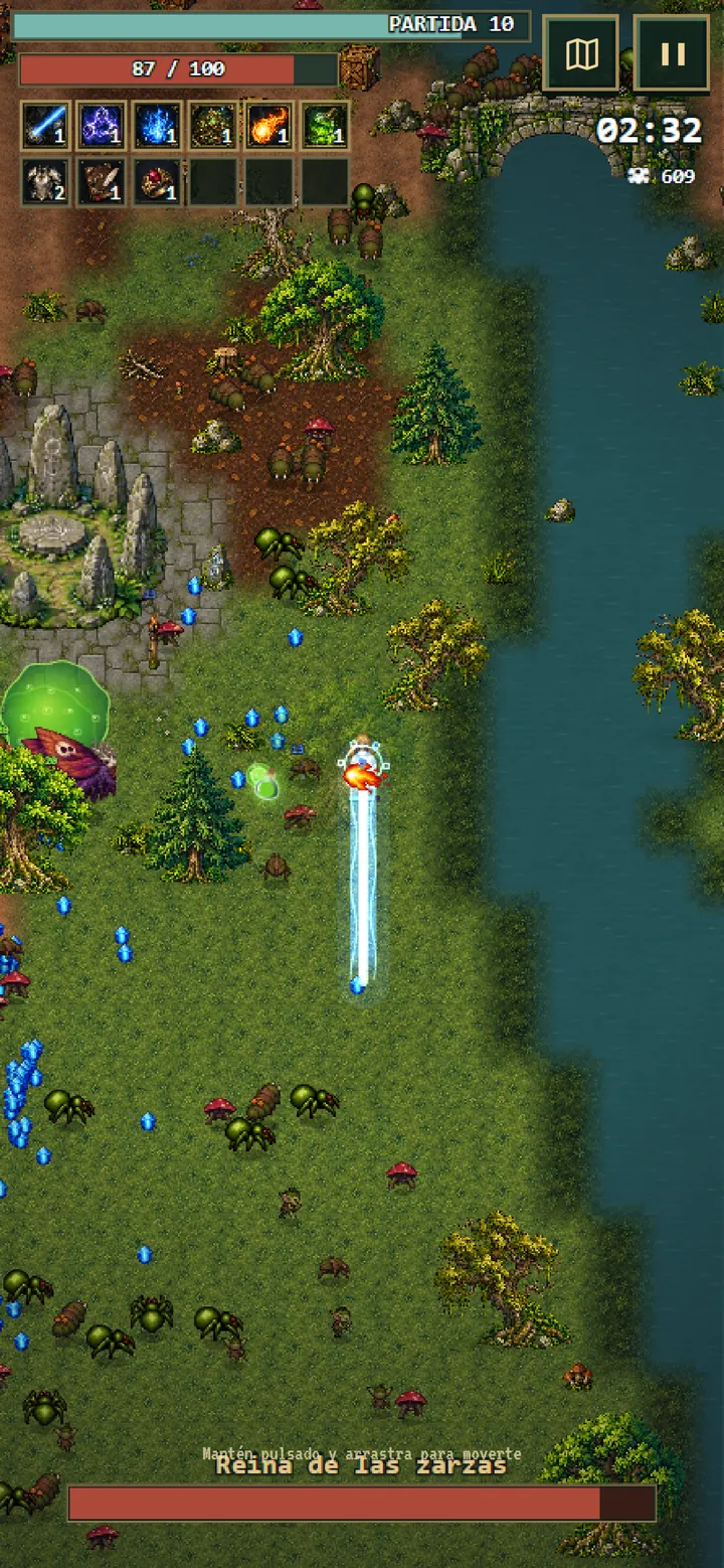 Combate en vertical contra la Reina de las zarzas junto a un río
